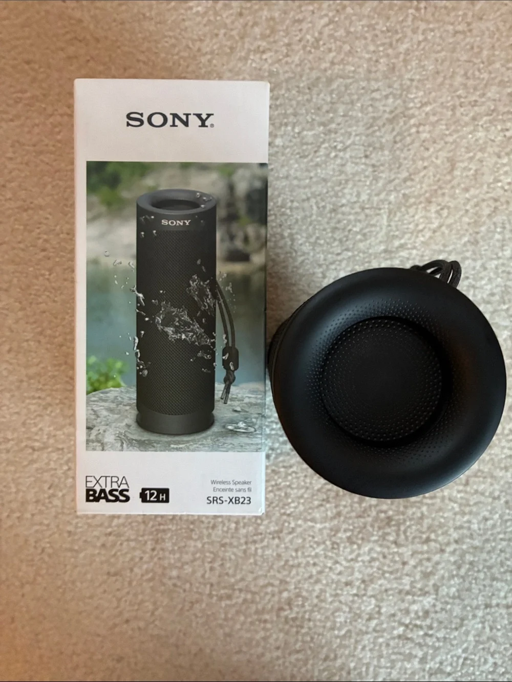 Sony Black Portable Bluetooth Speaker SRS-XB23 Cylindrical Extra Bass